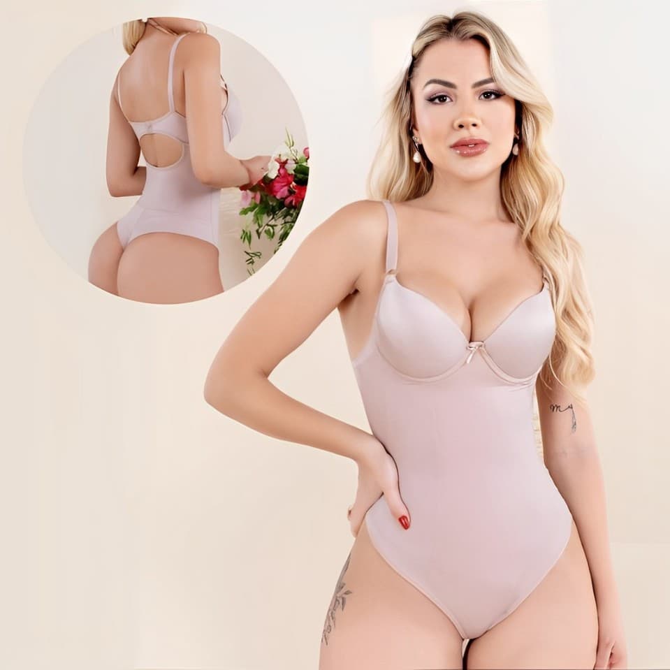 Body Modelador Fio Dental Duplo Bojo Cetinete Compressão Abertura