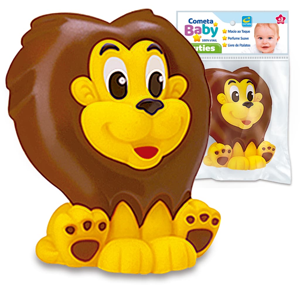 Mordedor Infantil Brinquedo Bebê Leão Macio 12cm Premium