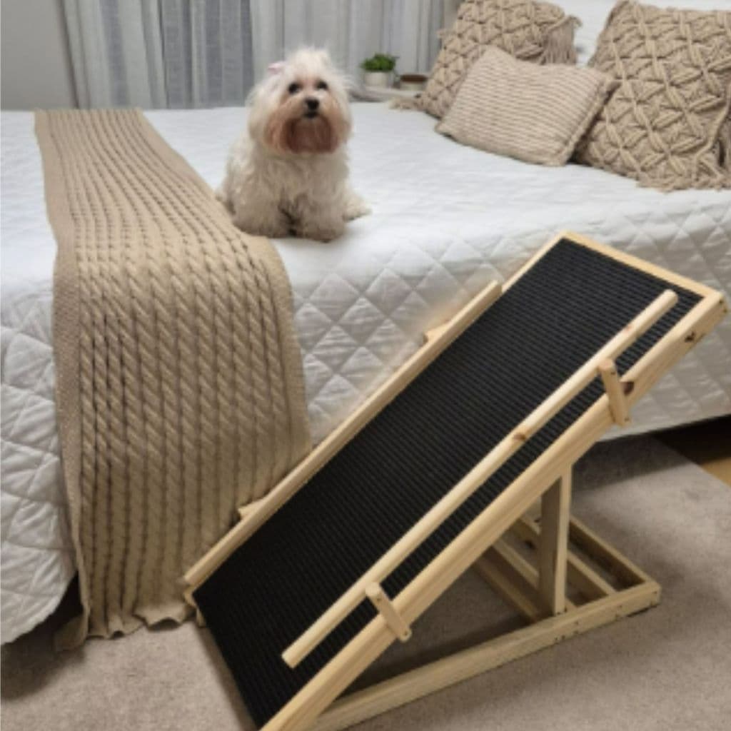 Rampa Pet Cachorro Antiderrapante Ajustável Cama King Size - Grades Laterais Inclusas