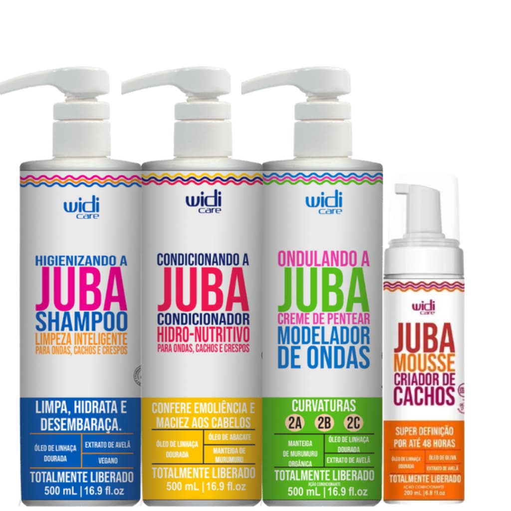 kit Juba widi Care Shampoo+Condicionador+Creme  de Pentear Juba  e Mousse JUba.