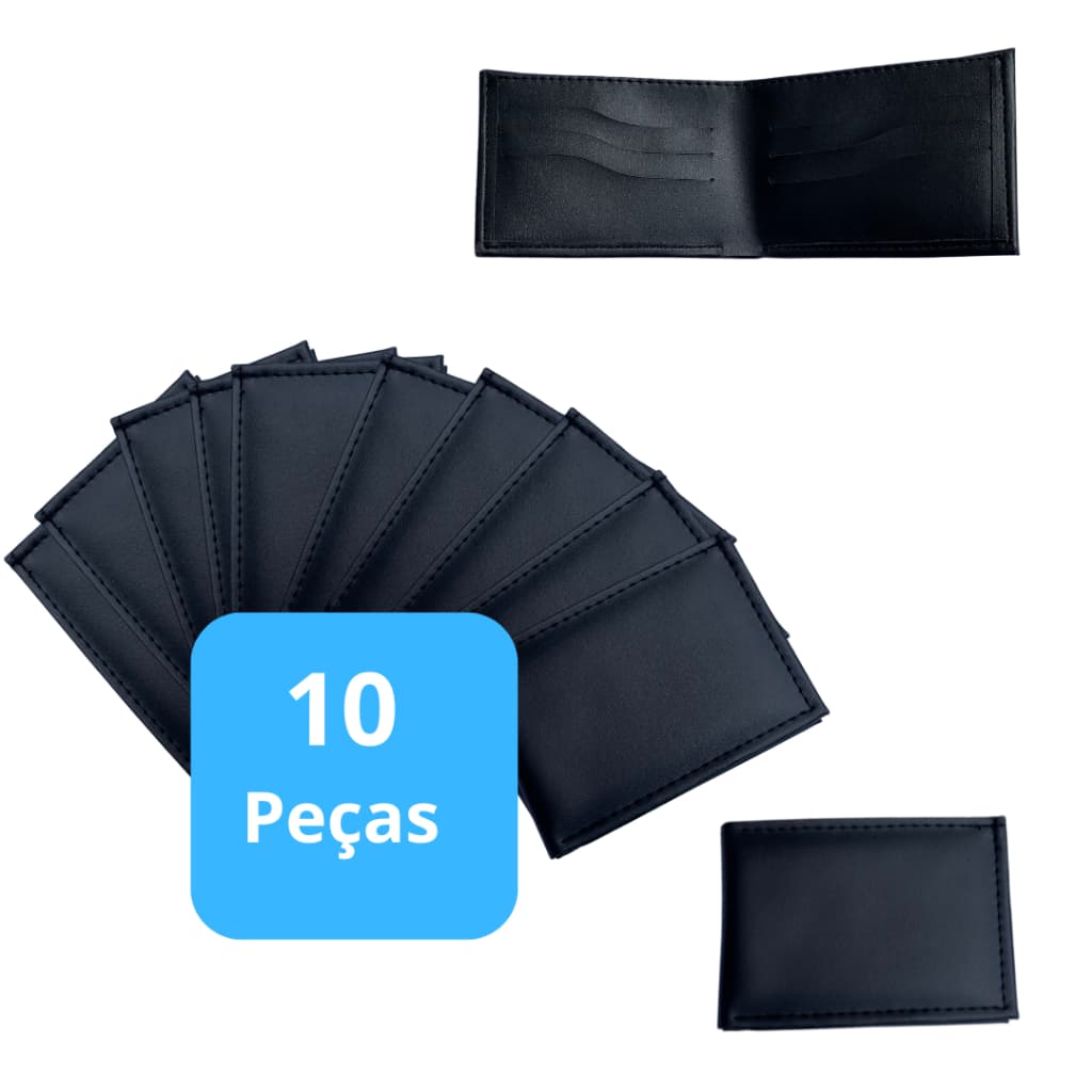 Kit De Carteira Masculina Slim 10 Unidades Em Couro Sintético Para Revendedor