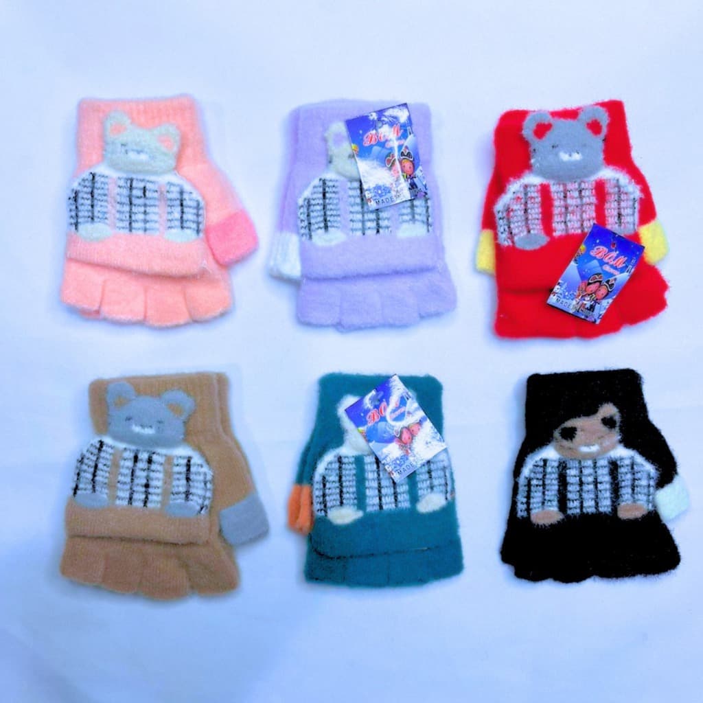 Kit de 2 Pares De Luvas De Inverno Para Crianças ESTUDANTES Meio Dedo Menina/Menino