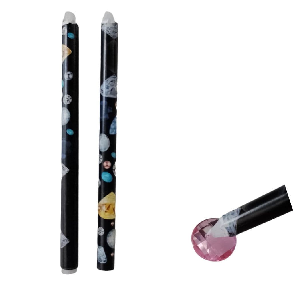 Kit 2 Lápis De Cera 11cm Pega Chaton Strass Pedraria Navete