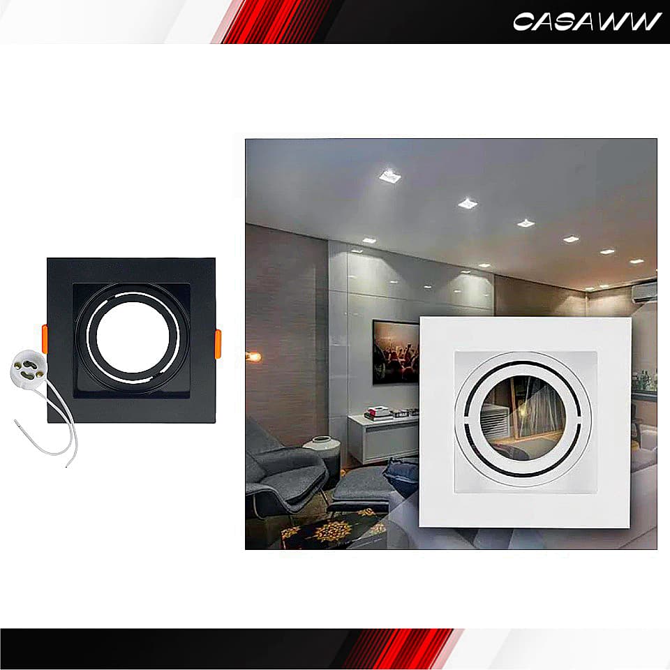 Spot Unidade Mr16 Gu10 Quadrado Preto Branco Moldura Spot ABS