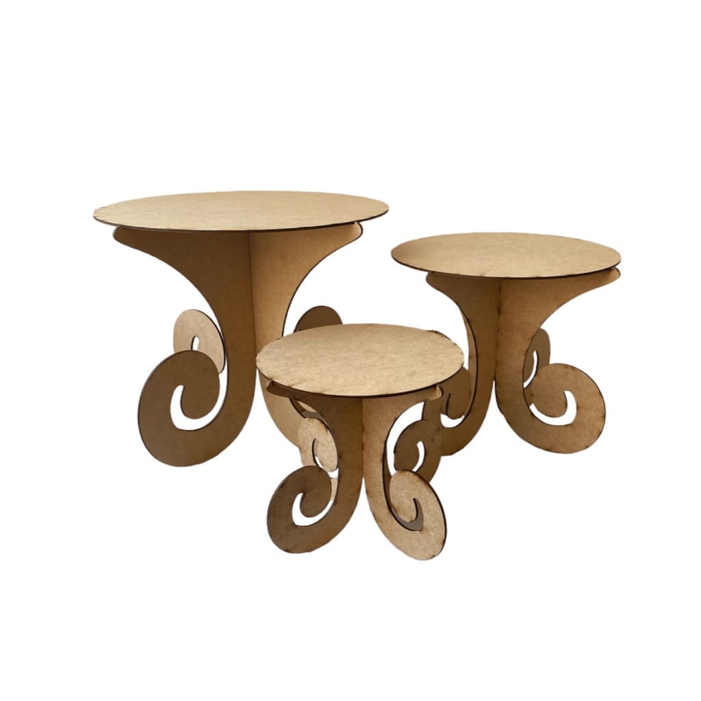 Kit Trio De Boleiras  Pmg Mdf Cru Decoração Festa