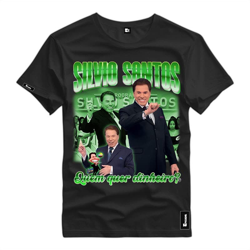 Camiseta Silvio Santos Modelo Novo Luto Silvio Camisa Quem Quer Dinheiro