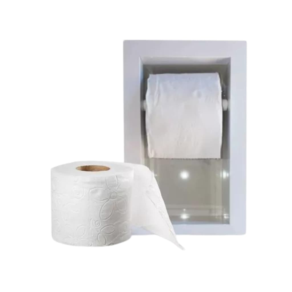 Porta Papel Higiênico Duplo Branco Porcelanato Banheiro