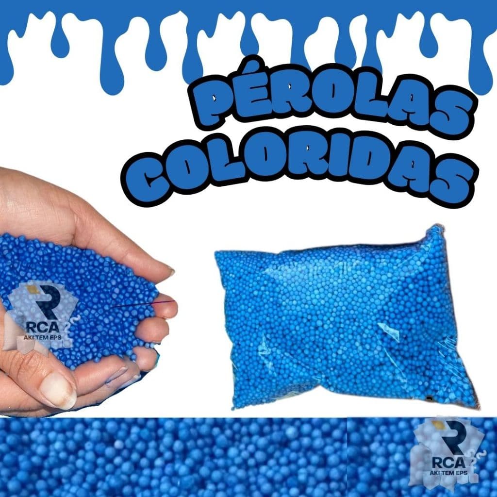 Pérolas de EPS Coloridas Pacote de 1 Litro para artes e Slime Azul Escuro