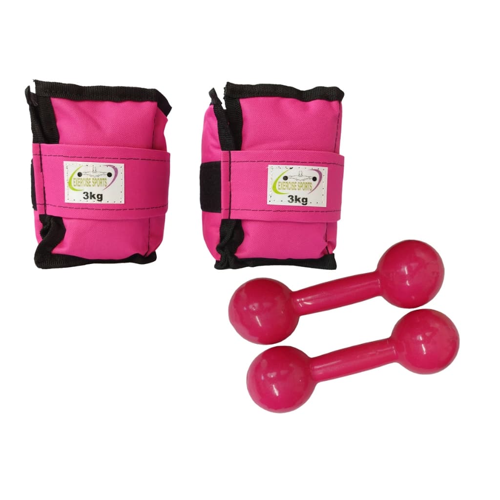 Kit Par Caneleira/Tornozeleira 3 KG Rosa+ Haltere 3 KG Rosa