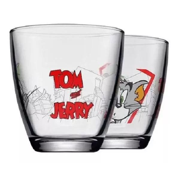 Kit 6 Copo Vidro Tom And Jerry 200ml