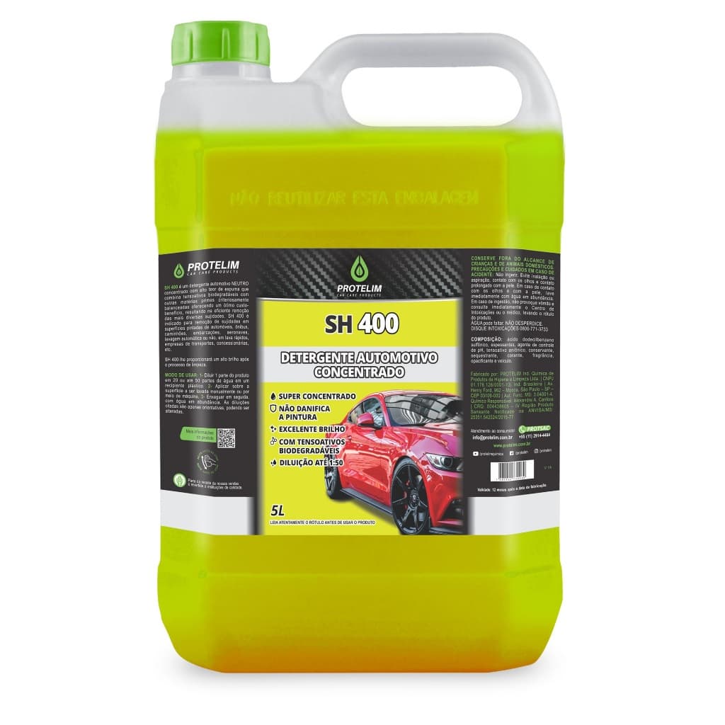 Shampoo Automotivo Concentrado Brilho Proteção Carro Moto Prot Sh 400 Protelim 5 Litros