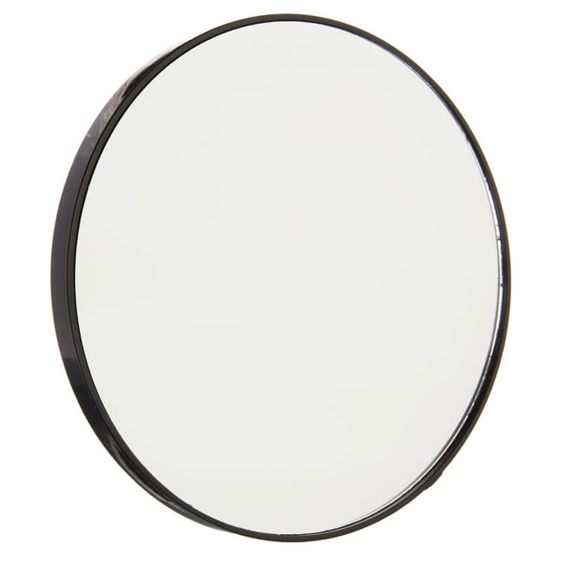 Espelho plástico Ventosa Banheiro Lente Aumento 5x Maquiagem 14cm Cor Da Moldura Preto