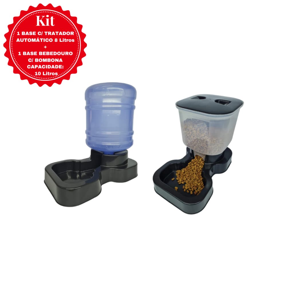 Kit Tratador Automático Comedouro Ração + Bebedouro de Agua Bombona Galão 10 litros- Postagem Rápida