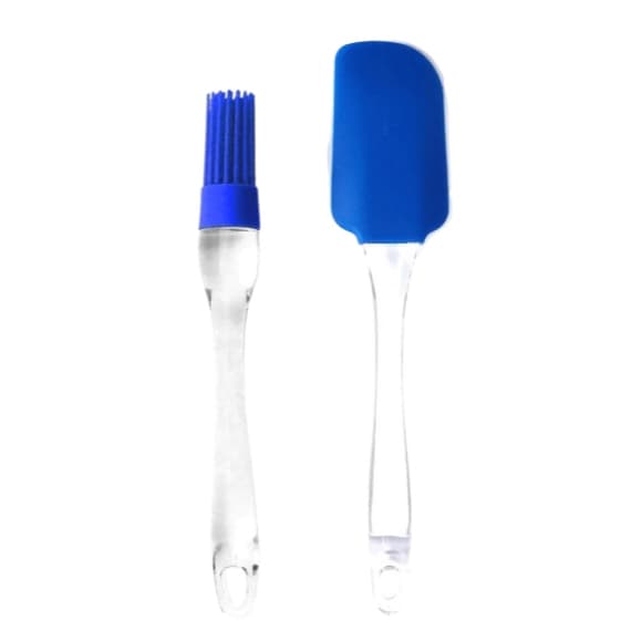 Kit Culinário Azul – Pincel e Espátula de Silicone para Usos Diversos em Pão, Bolos e Chocolate