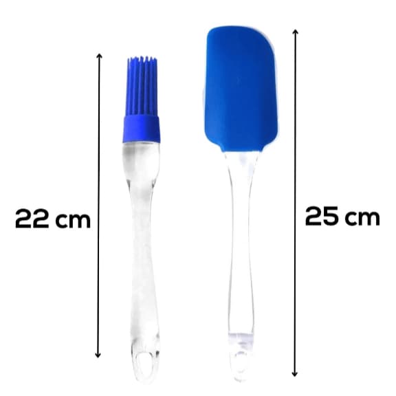Kit Culinário com Espátula e Pincel Azul – Silicone Ideal para Fazer Pão, Bolos e Chocolates