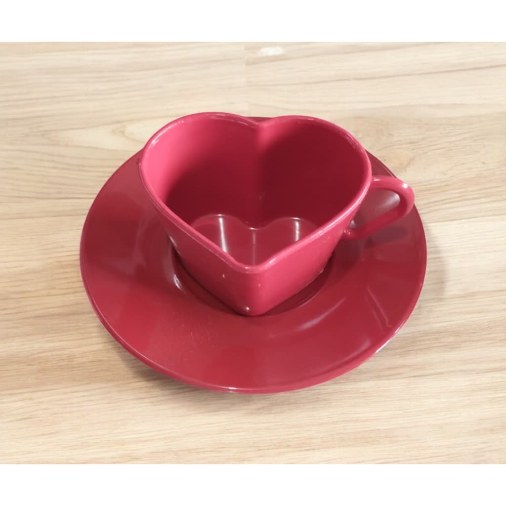 40 Pires Acrílico Vermelho Café Cozinha 12cm + 40 Xicara Coração Vermelha Acrilico