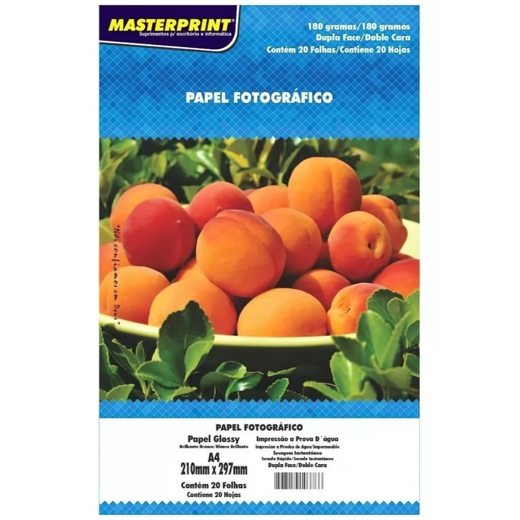 Papel Fotografico Inkjet A4 Glossy Dupla Face 180g Cor Branc