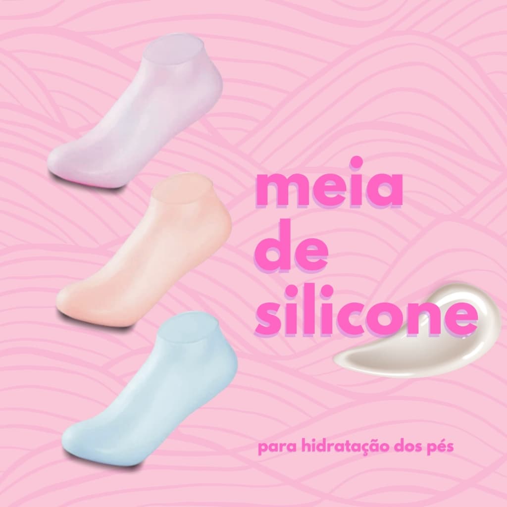 Meia De Silicone Gel Par Hidratação Esfoliação Pés Rachados Ressecados Descamação Pele Seca