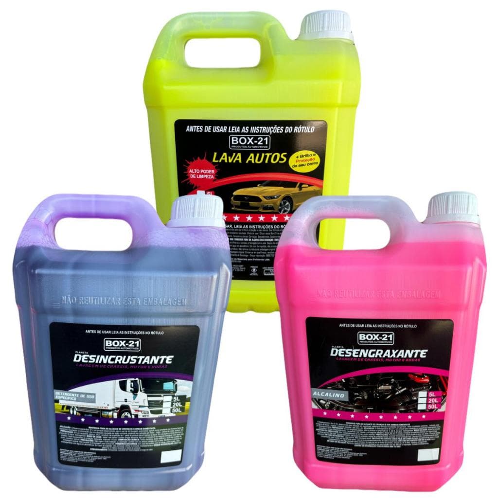 Kit Lava Rápido Box 21 Shampoo Automotivo Desengraxante Solupan Limpa Alumínio Baú 5 Litros