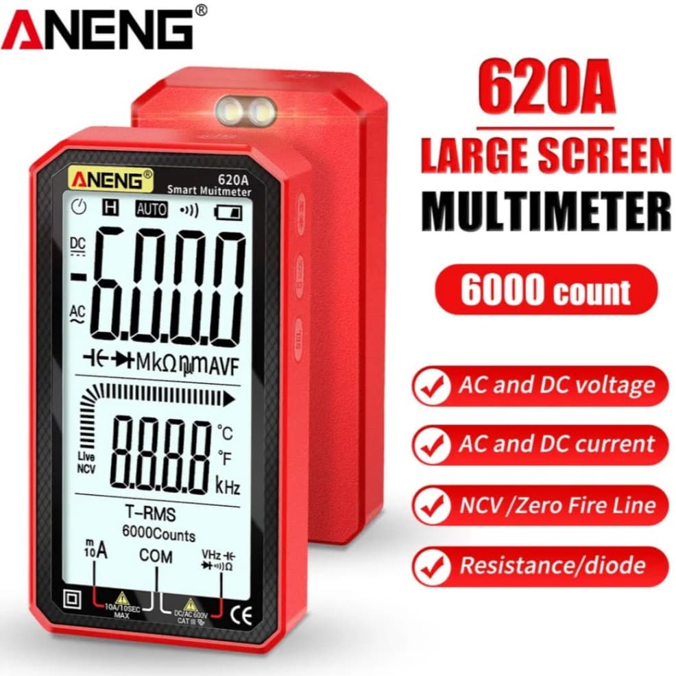 ANENG-620A Multímetro Digital Inteligente Profissional Auto Medidor Capacitância Elétrica Resistênci