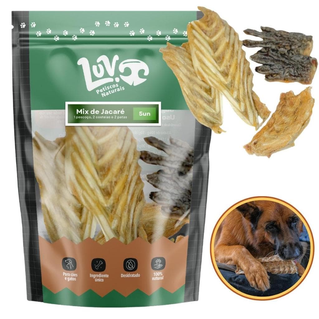 Mordedor Natural para Cachorro Mix de Jacaré 5 unidades - Luv Petiscos