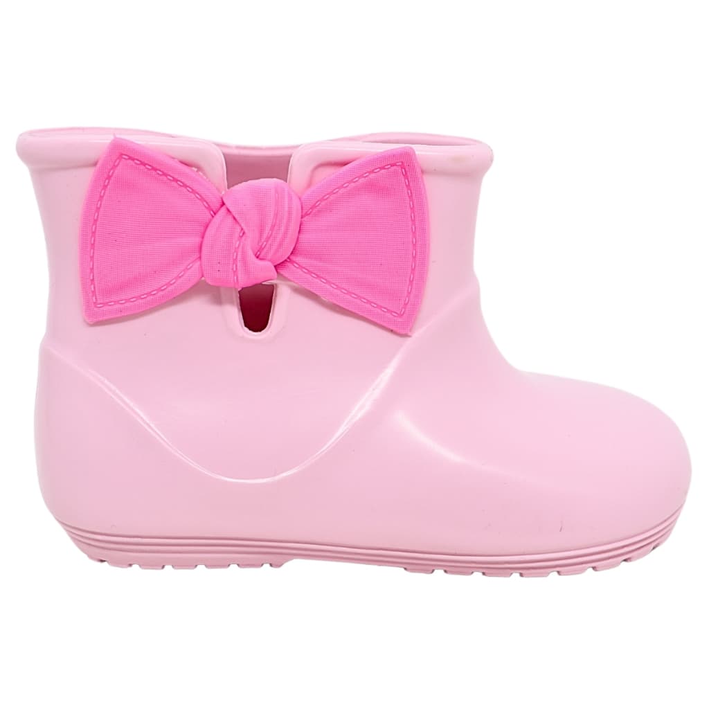 Bota Galocha Baby Infantil Menina De Laço Rosa Delicada Confortável Inverno Pratico