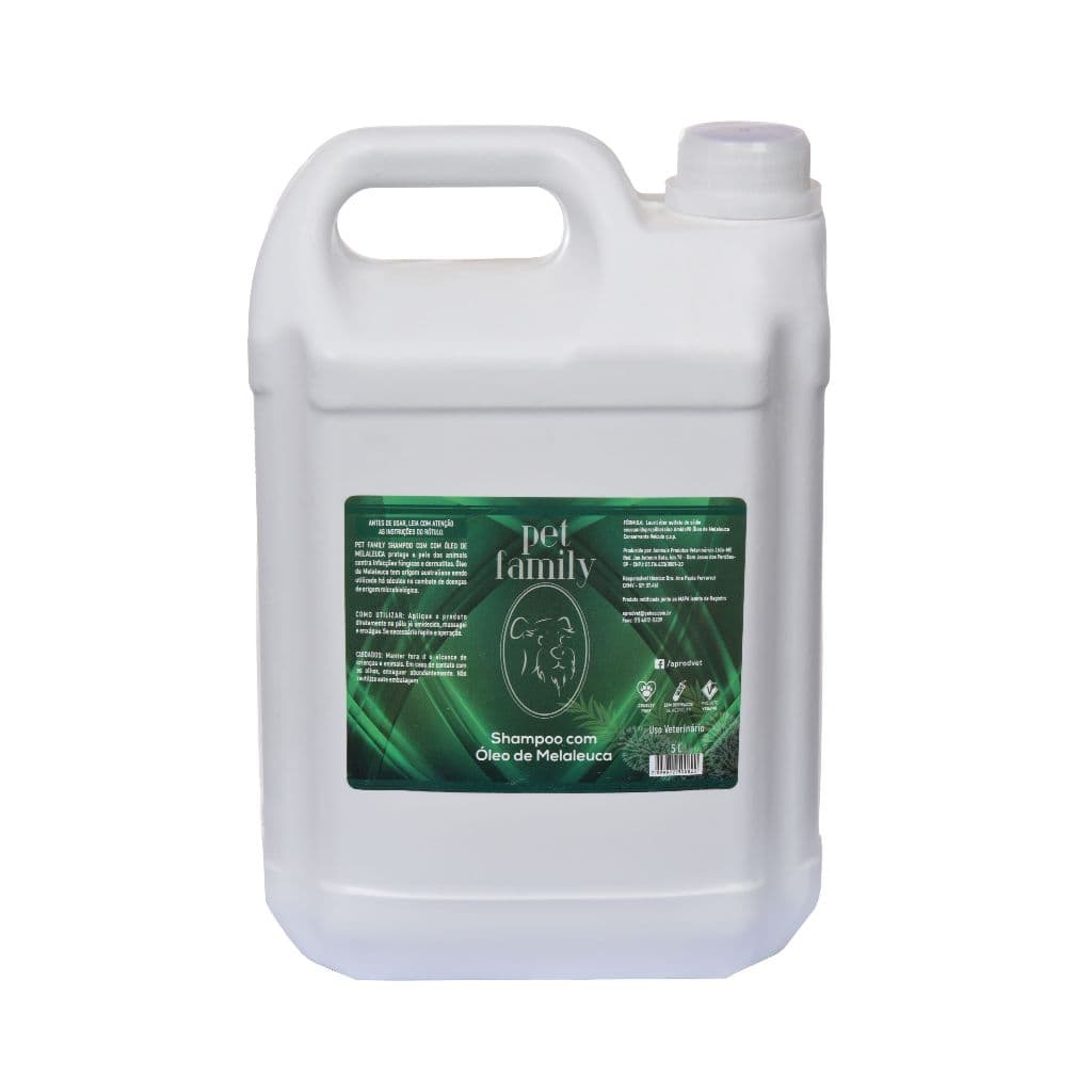 Shampoo oleo de melaleuca  Produto Pet Pra Tratamento De Pele Infecções E Dermatites Pet family 5 litros