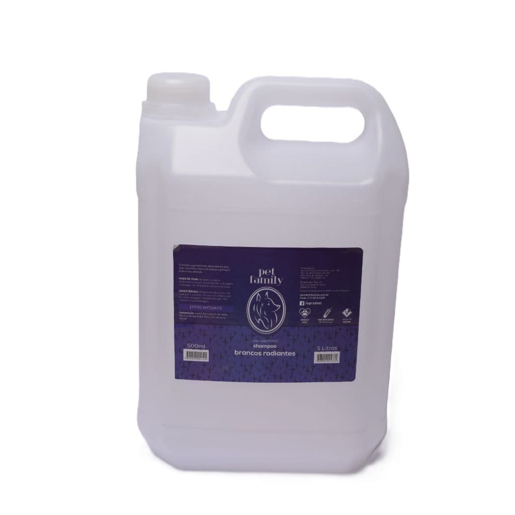 Shampoo Pet Family 5 Litros Brancos Radiantes Cães Gatos