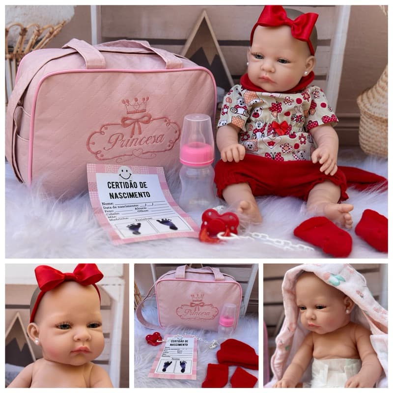 Kit Bebe Reborn Boneca Menina corpo Silicone Presente de Aniversário