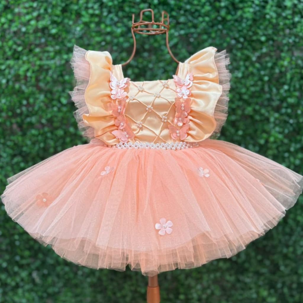 Roupa vestido luxo Infantil criança personalizado jardim encantado borboletas diva aniversario