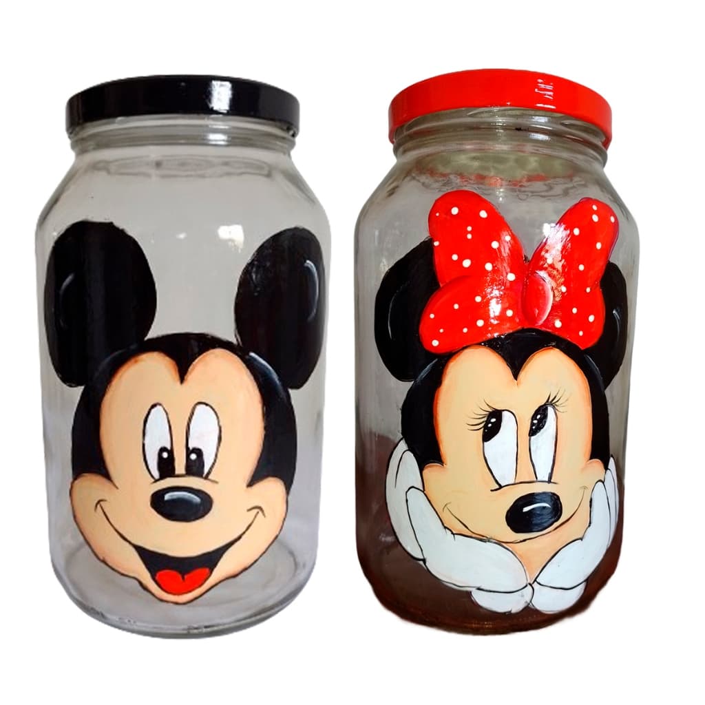 Pote de Vidro Pequeno 750ml Mickey e Minnie | Escolha variação