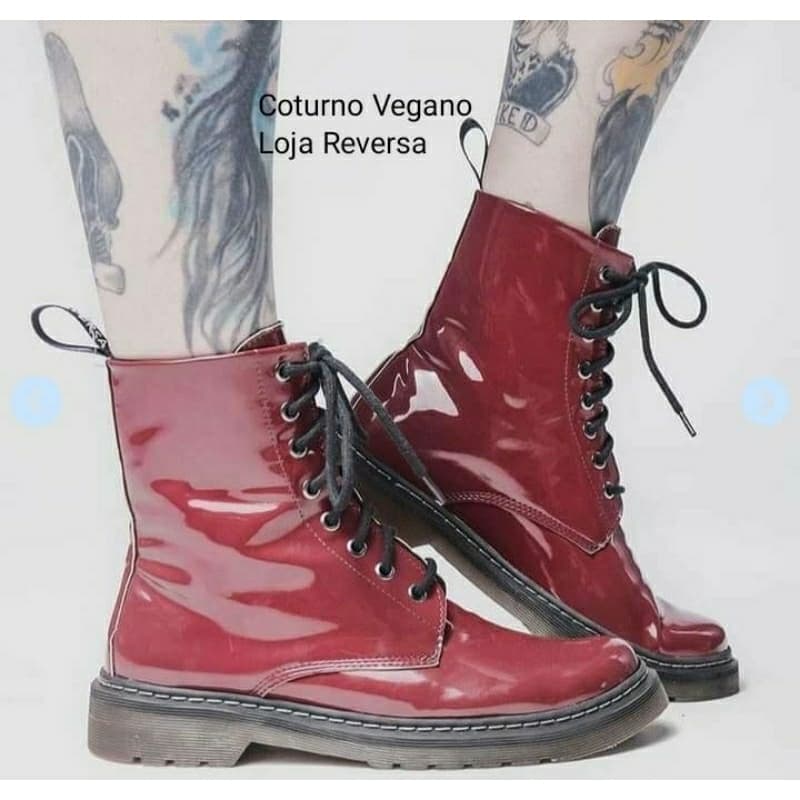 Bota Feminina Bota Masculina Vermelho Bordô Verniz- Loja Reversa