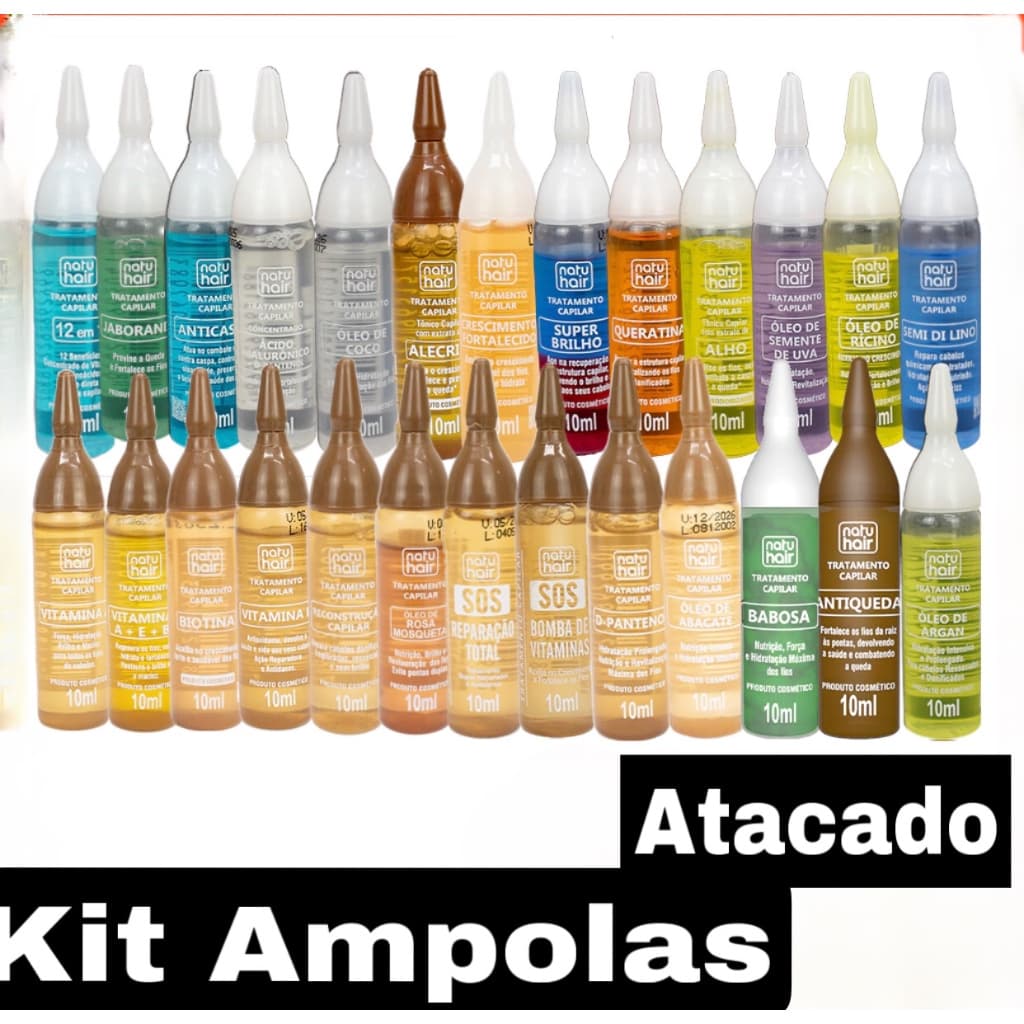 Kit 10 Ampola De Vitaminas Para Cabelo Fortalecimento Capilar NatuHair Skafe