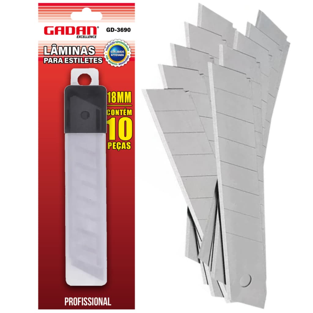 Laminas Para Estiletes 18mm Com 10 Unidades Profissional