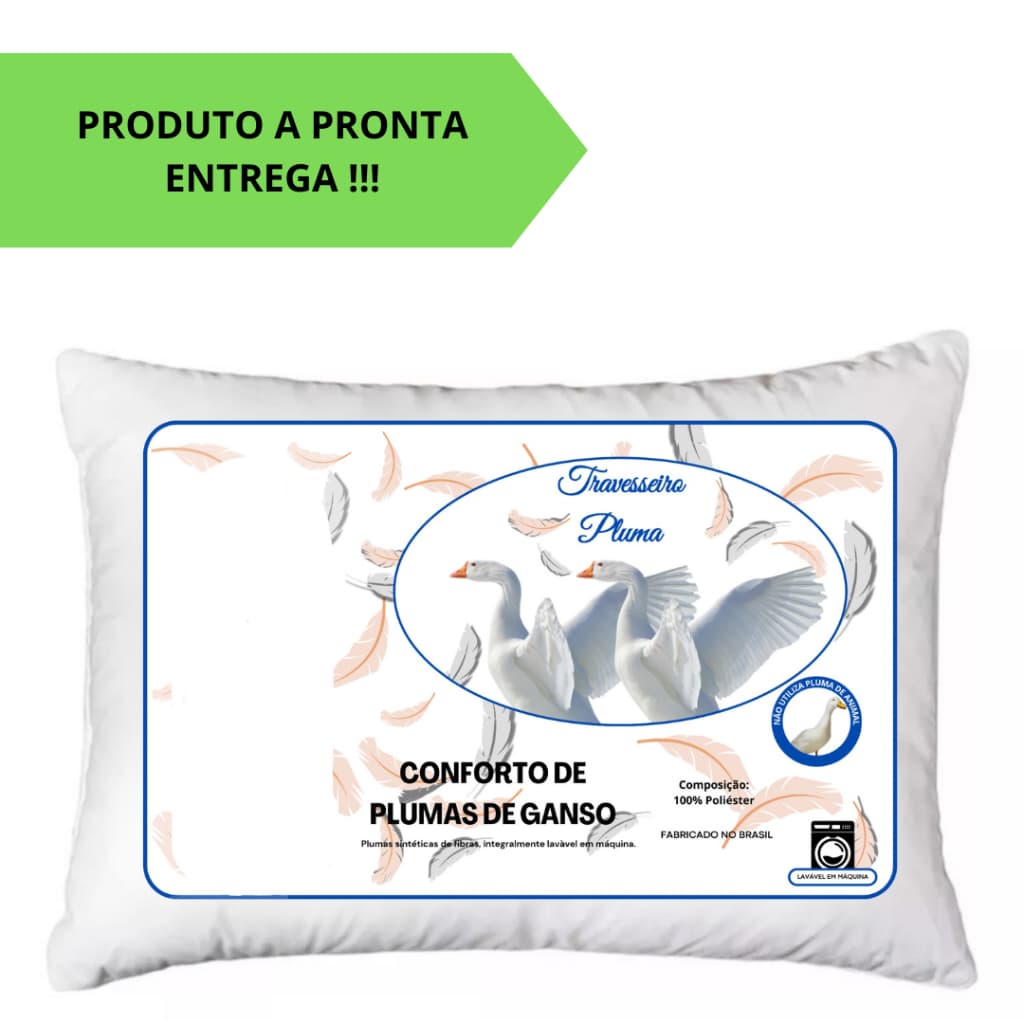Travesseiro Pluma de Ganso Descanso Antiacaro BraSoft 70x50cm