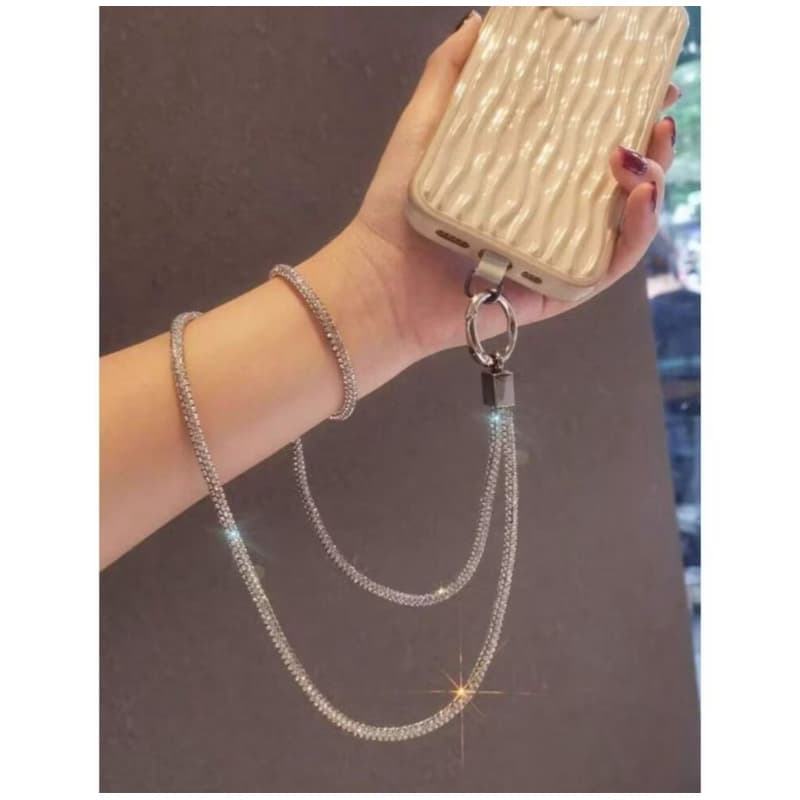 Cordão Antiperda Para Celular Cordão De Strass Brilhante Pendurar Cristal Chaveiro Acessórios Compatível com todos os celulares