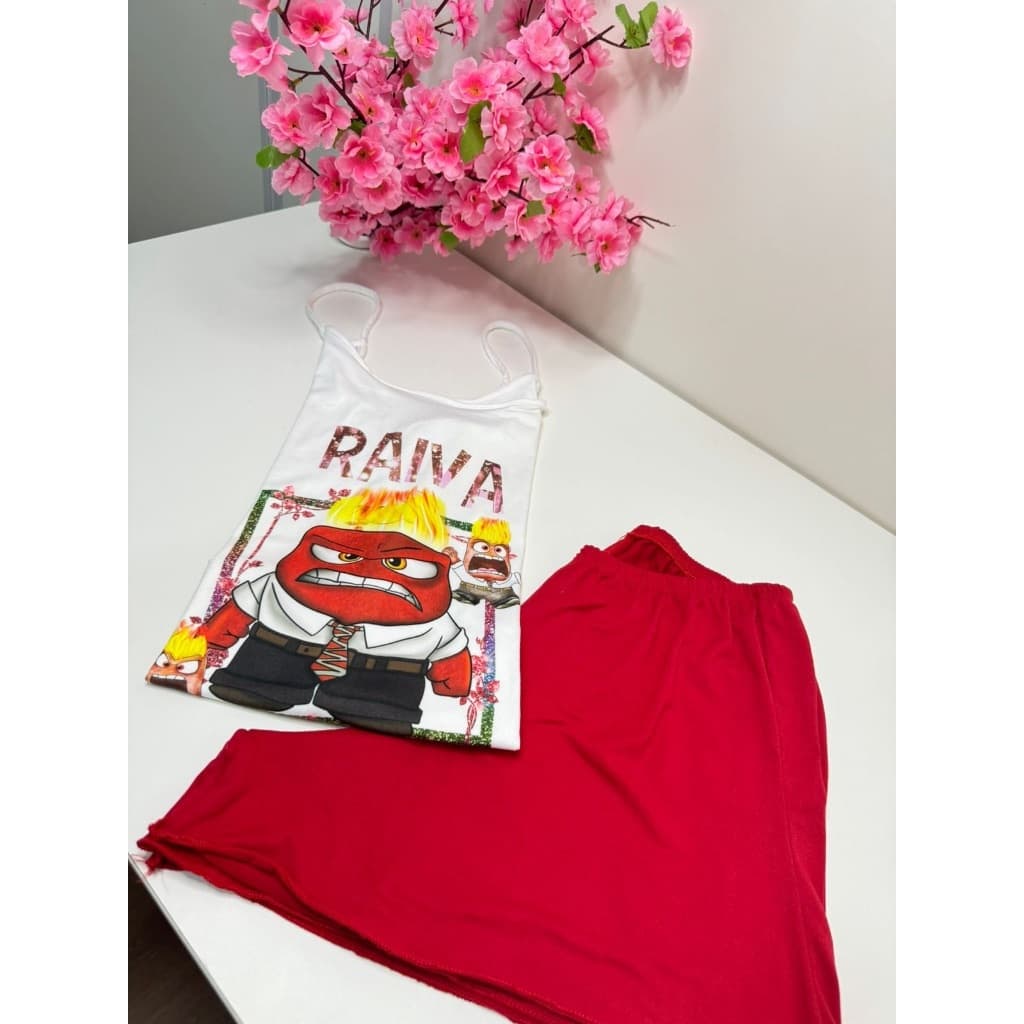 Pijama de Alcinha Cropped Baby Doll Roupa de Dormir Divertidamente Feminino