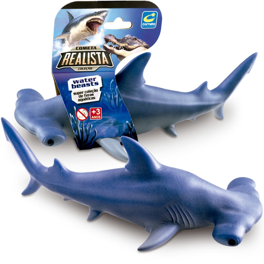 Tubarão Martelo 26cm Realista Brinquedo Grande Vinil Macio Animais Aquáticos