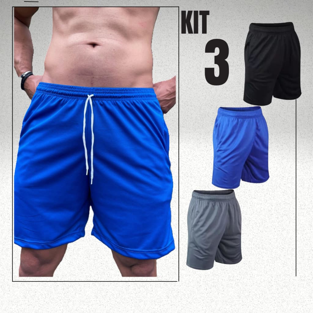 Kit 3 Shorts Confortável Para Esporte Short Masculino Estilo Dry Fit