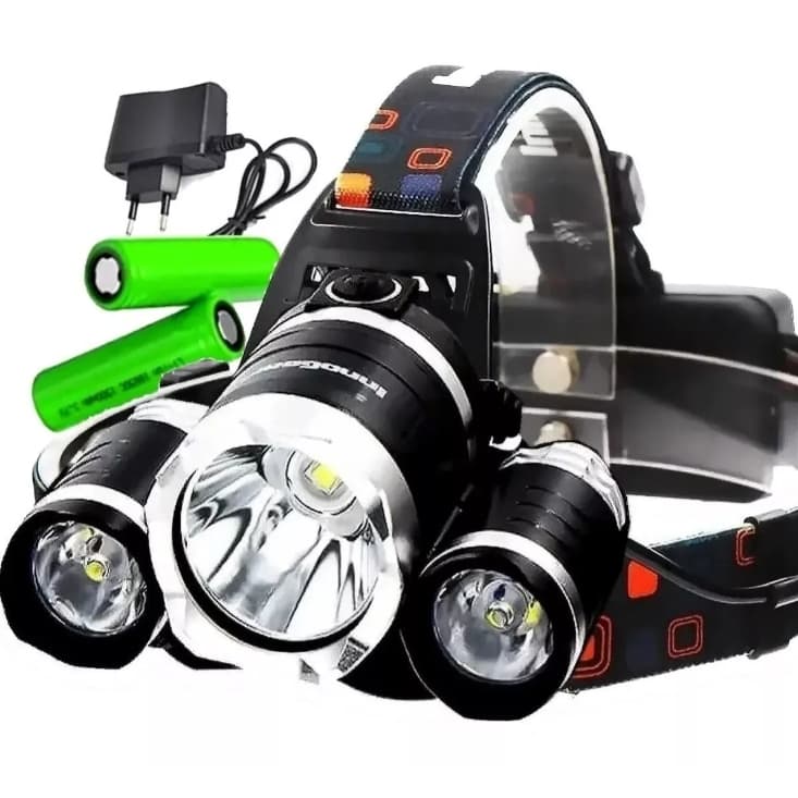 Lanterna Cabeça Profissional Com 3Led Super Potente Recarregável LE8301