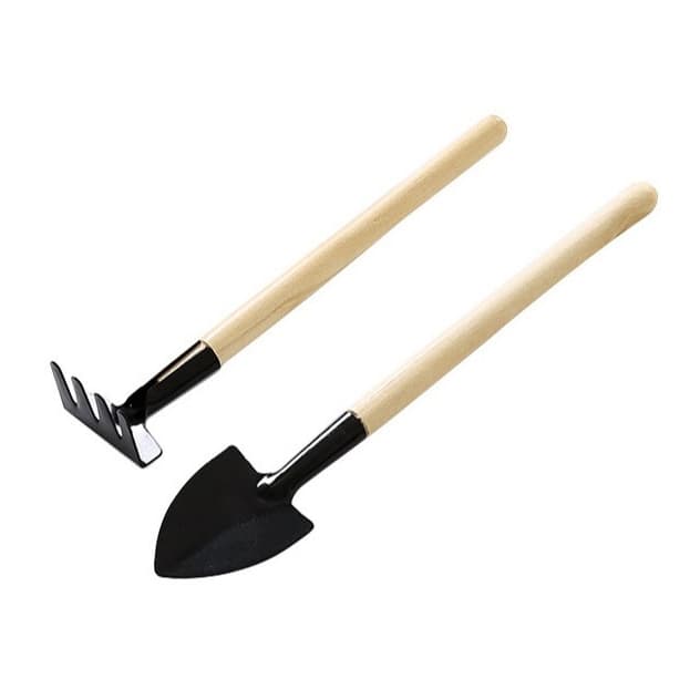 Kit Para Jardinagem 2 Peças Mini Jardim Plantas Horta Ferramentas com Ancinho e Pá