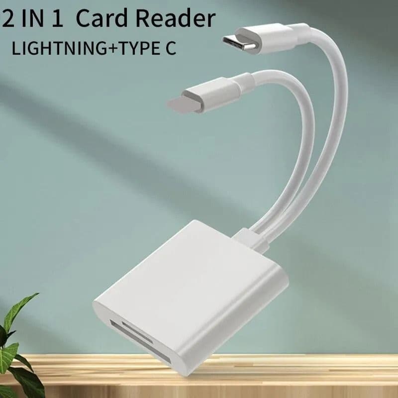 Adaptador Leitor de cartão 2 em 1 otg, tipo c para sd tf, iphone, Android