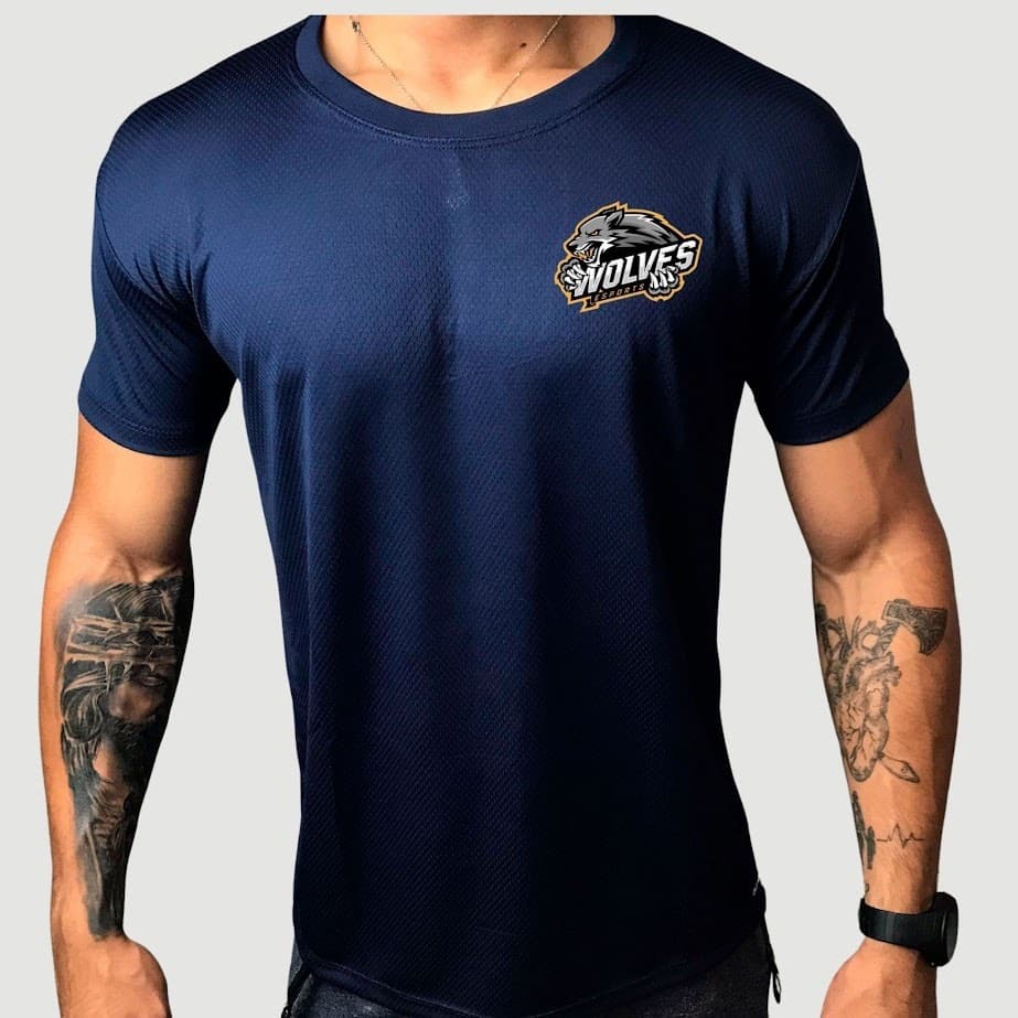 Camiseta Masculina  Dry-Fit - Modelo WLV 02 Academia, Corrida, CrossFit, Ideal Para Treinos Intensos