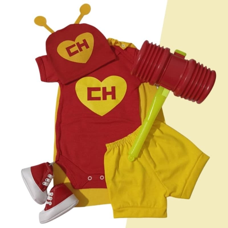 Body Temático Bebê Chapolin Fantasia Mesversário Ítens Opcionais