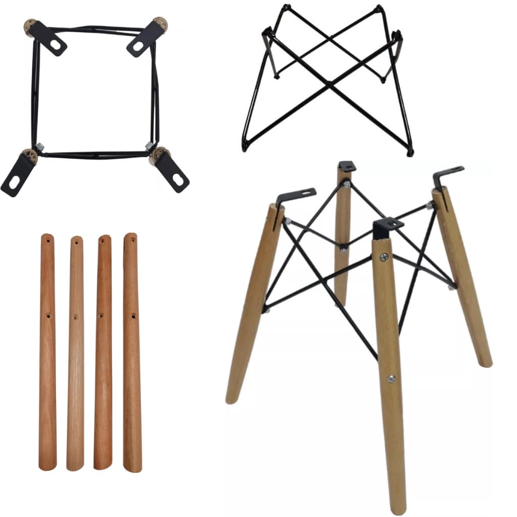 Base Completa Para Cadeira Charles Eames Eiffel Wood Design Com Kit Parafusos Para Montagem