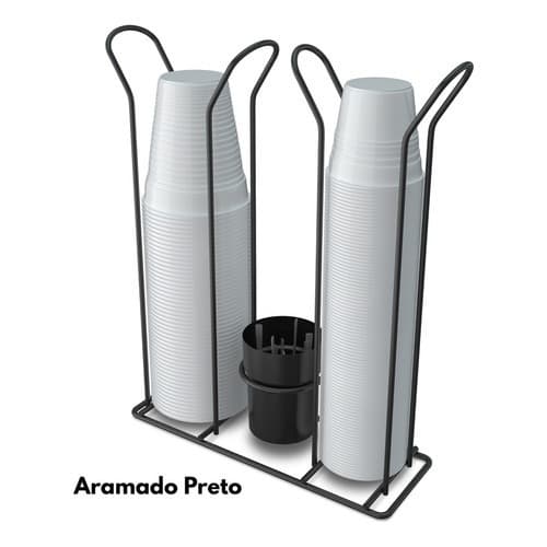 Organizador De Copos Suporte Porta Copo Descartável 80/200ml Preto Black Café Água Copinho Colherzinha