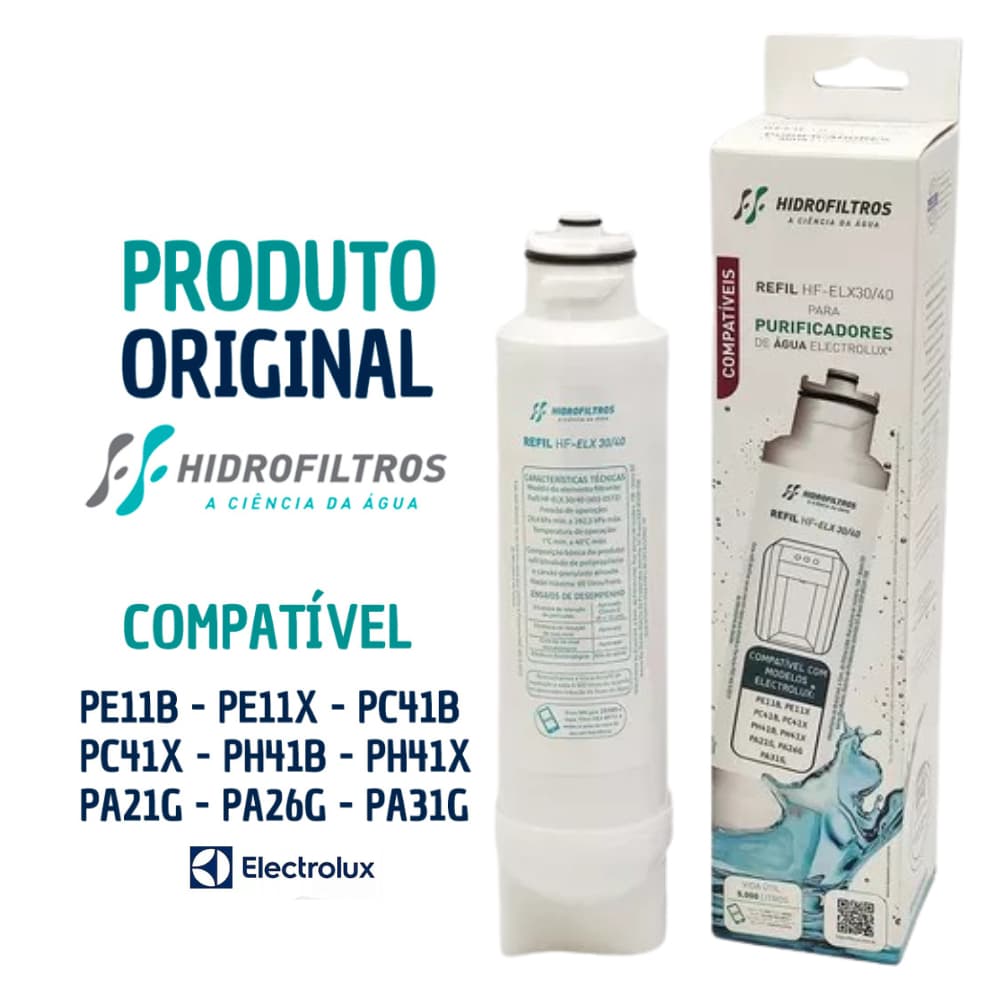 Refil Filtro Vela Compatível Purificador Electrolux PE11X PE11B PA21G PA26G PA31G PC41B PC41X PH41B PH41X Pappca40