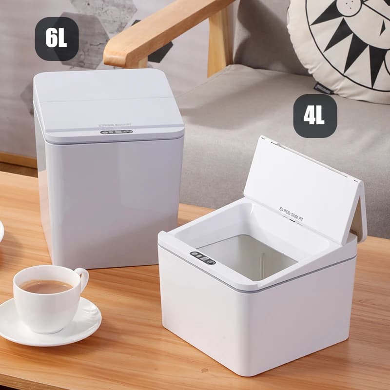 Lixeira Automática Com Sensor Inteligente 6L / 4L Recarregável USB Mesa Escritório