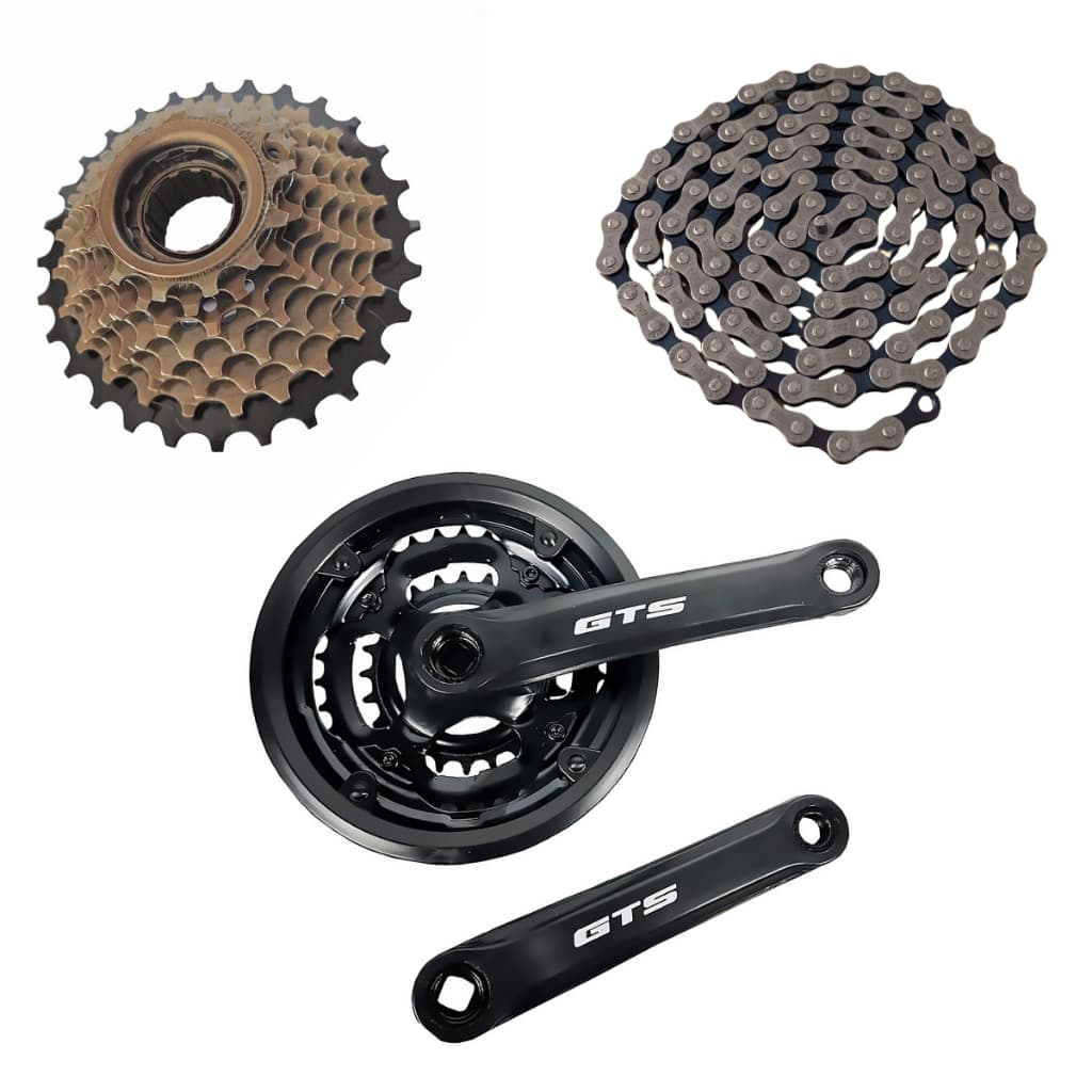 Kit Relação 21v Bike Aro 26 27.5 29 GTS Catraca 7v + Pedivela + Corrente Indexada