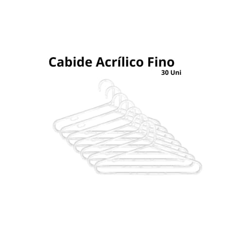 Kit cabide acrílico fino com 30 unidades